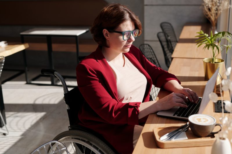 disabled woman on her laptop
