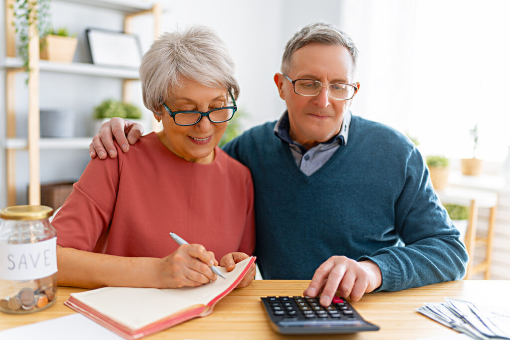 retirement and taxes, senior couple planning their taxes for retirement